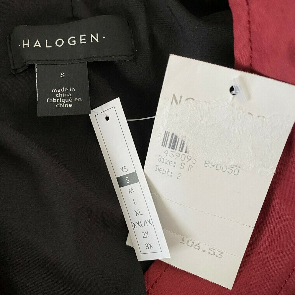 Halogen Womens Patch Pocket Trench Coat Belted Long Sleeve Red S Small - Picture 7 of 8
